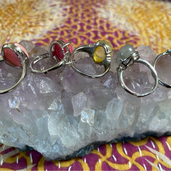 Elegant Multi-Stone Silver Rings Set - Picture 2 of 3